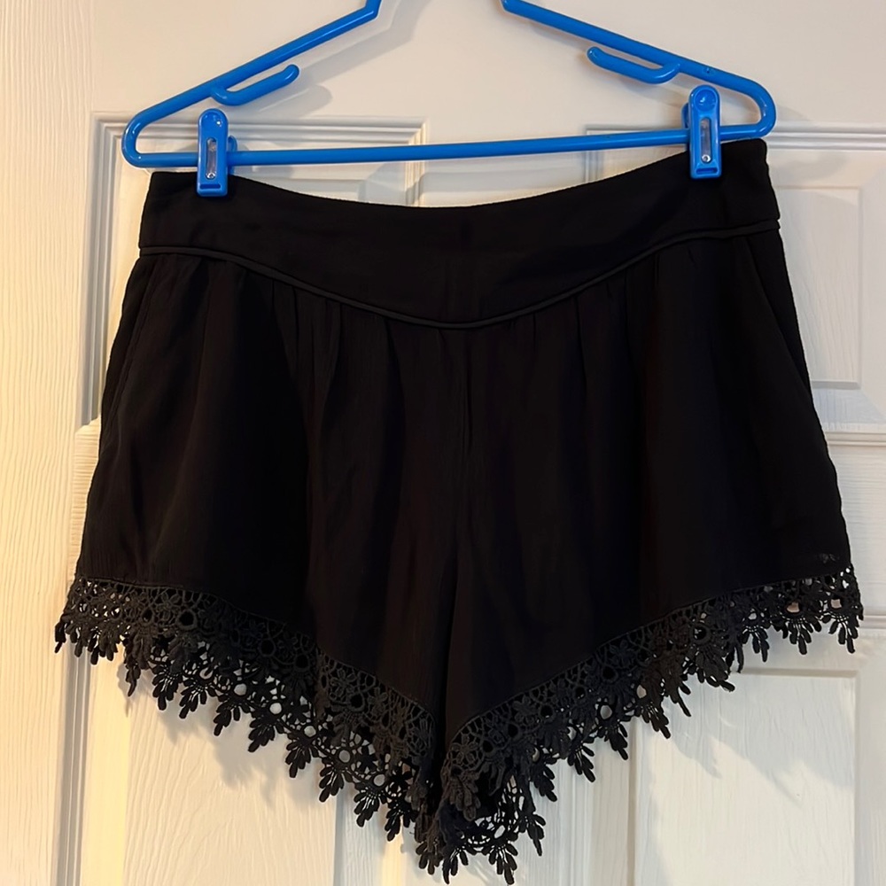 Forever 21 Black Shorts with Crotchet Fringe Detail.